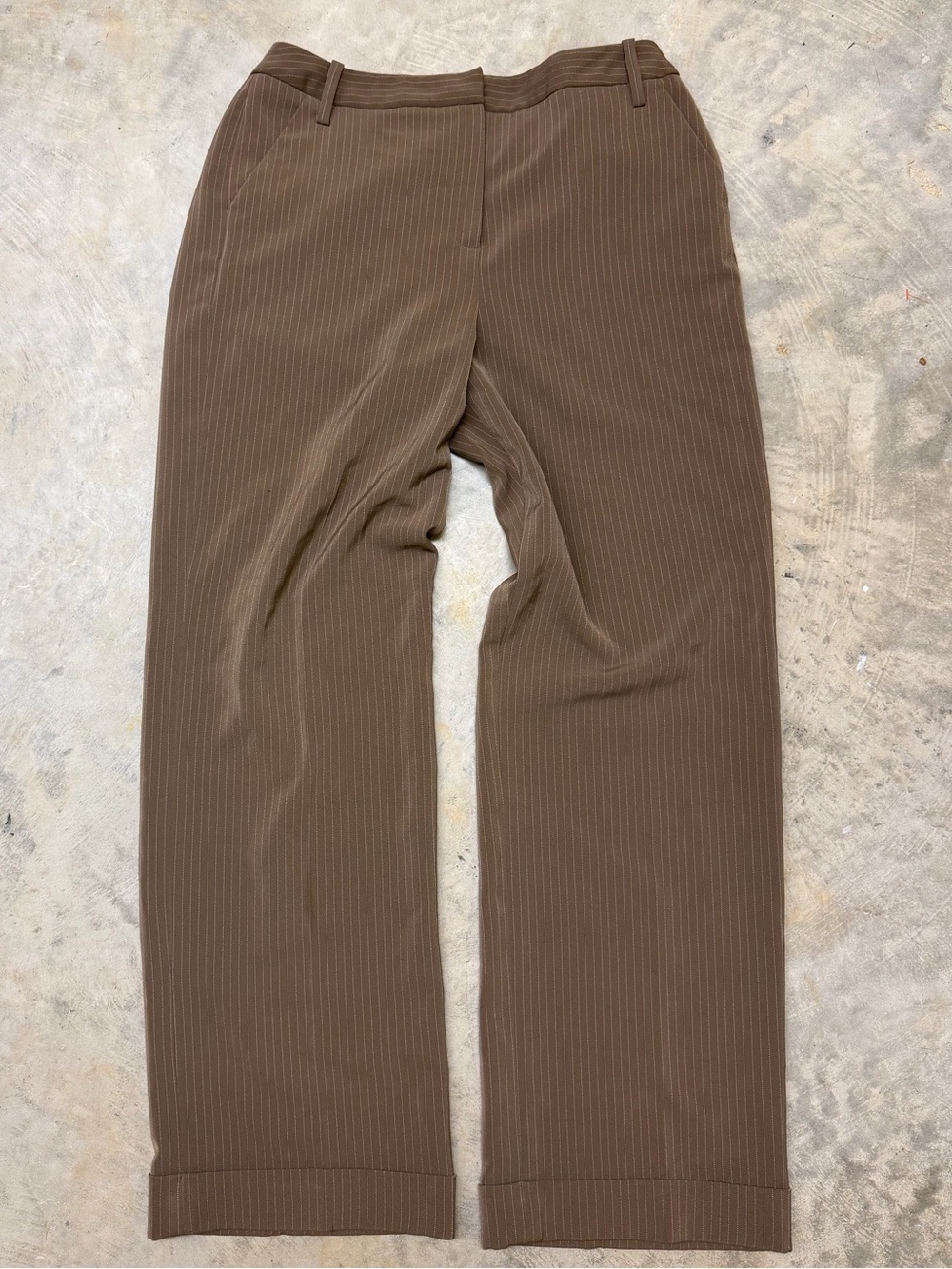 Larry Levine Brown Pinstripe Straight-Leg Pants